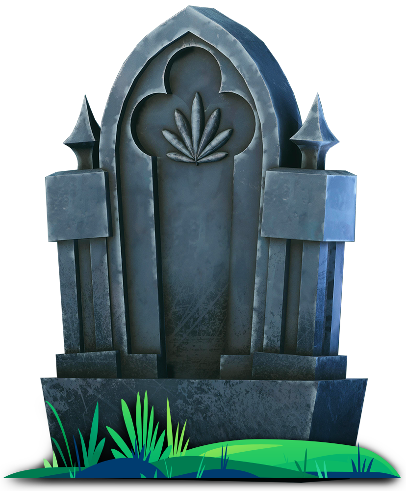 Headstone Cannabis Tombstone with Ground